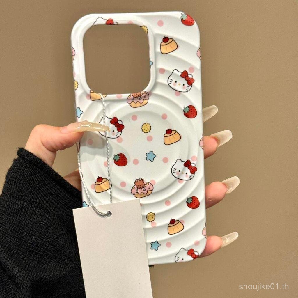 สตรอเบอร์รี่ขนม Kitty สําหรับ iphone 12 16 15 14 13 11 11PRO 15PRO 16PROMAX 14PROMAX 15PLUS 8PLUS เค