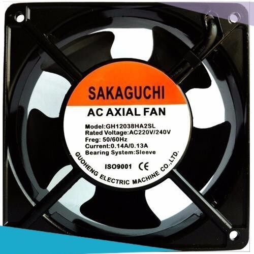 แบรนด์ ! พัดลม 4.5 นิ้ว AC 220V 12cm RACK FAN/Cooling Fan ตัวขอบพัดลมเป็นเหล็ก ระบายความร้อน Black ใช้ไฟบ้าน