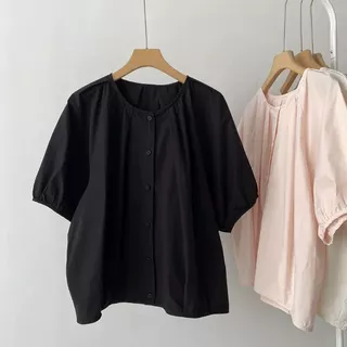 สต็อกในท้องถิ่น [เสื้อเบลาส์โอเวอร์ไซส์] (40-150 กก.) สไตล์ตุ๊กตาน่ารัก คอปกปีเตอร์แพน แขนสั้น ทรงหลวม พลัสไซส์ เสื้อยืด