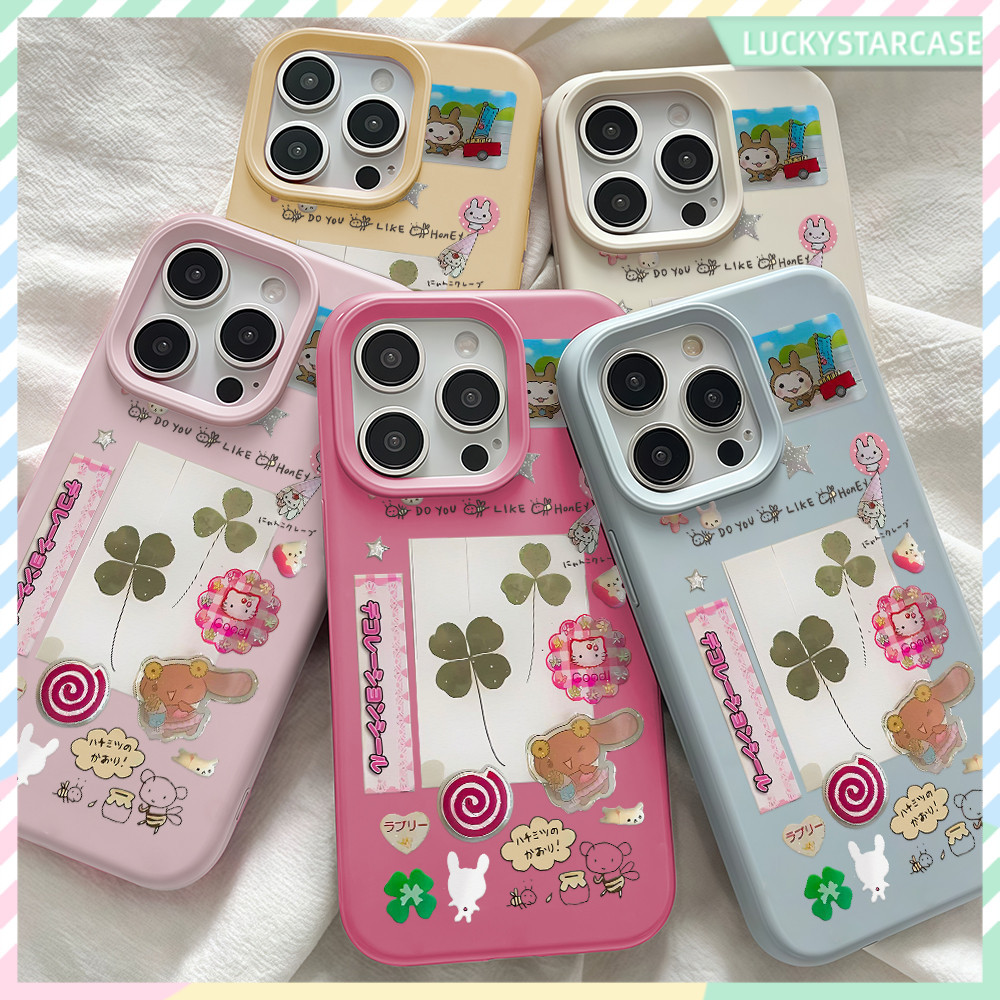 เคสไอโฟน For iPhone 11 17 16 15 12 13 14 15 Pro Max XR X XS Max 7 8 16 Plus เคสมือถือ สีพื้น การ์ตูนโคลเวอร์โชคดี Case ราคา ถูกที่สุด ดีลบีเคเค แกลเลอรีภาพที่ 2