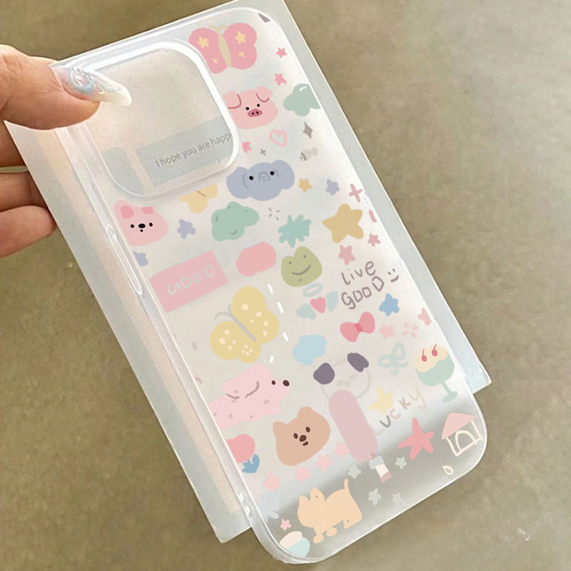 เคสโทรศัพท์สำหรับ iPhone 17 16 15 11 14 13 12 Pro Max 7 8 Plus ลายการ์ตูนน่ารัก สัตว์นำโชคตัวน้อย