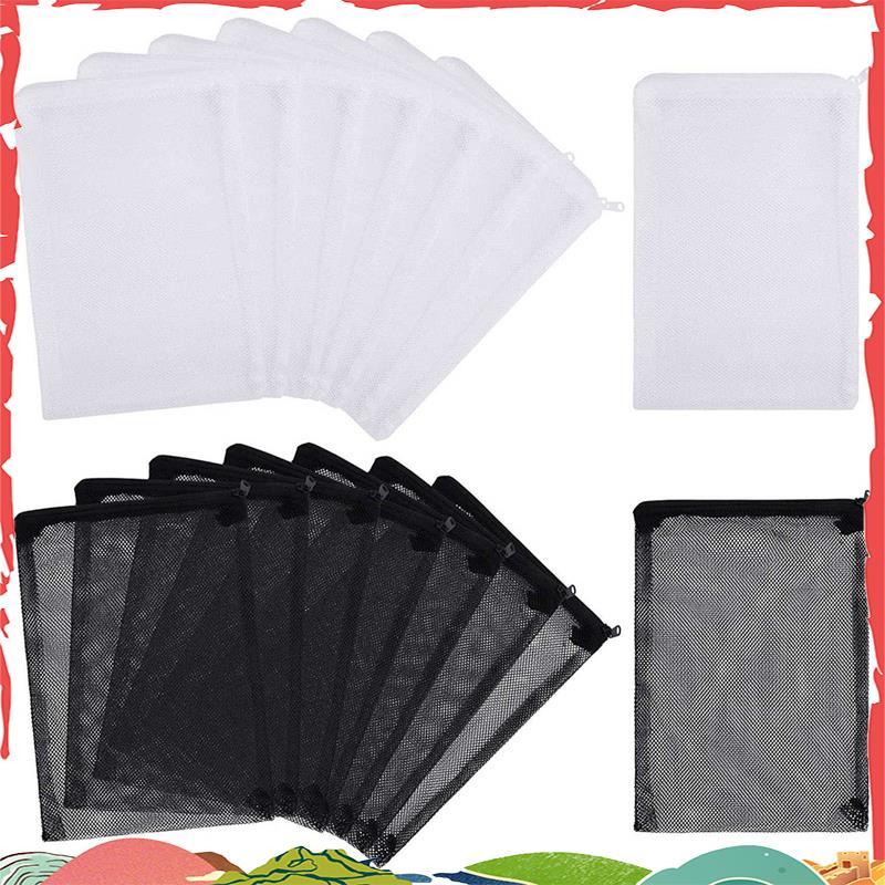16 ชิ้น Aquarium Mesh Media Filter Bags, Nylon Media Filter Mesh Bags with Zipper (สําหรับ Particula