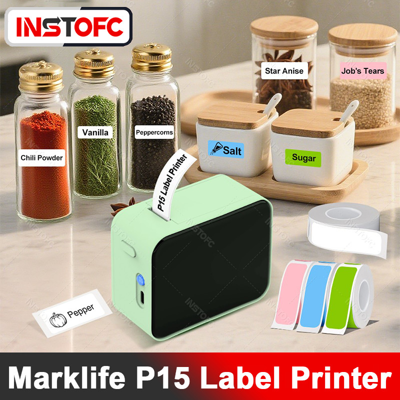 Marklife P15 Label Maker เครื่องพิมพ์สติ๊กเกอร์ฉลากบลูทูธไร้สายคล้ายกับ NIIMBOT D11 D110 Label Maker