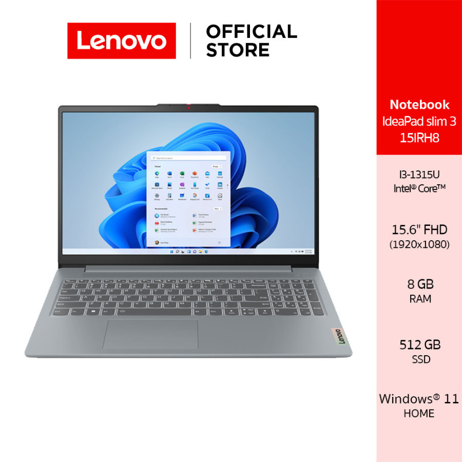 [ผ่อน 0%]Lenovo IdeaPad Slim 3 15IRU8(82X700CVTA)Notebook Intel I3-1315U 8GB SSD 512GB 15.6" IPS