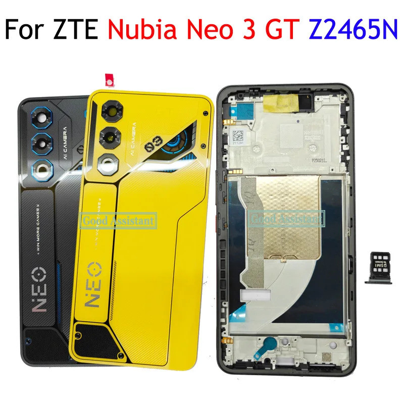 สําหรับ ZTE Nubia Neo 3 GT Z2465N แบตเตอรี่ LCD Faceplate กรอบด้านหน้ากรอบกลาง sim Cato ด้านหลังประตูอะไหล่