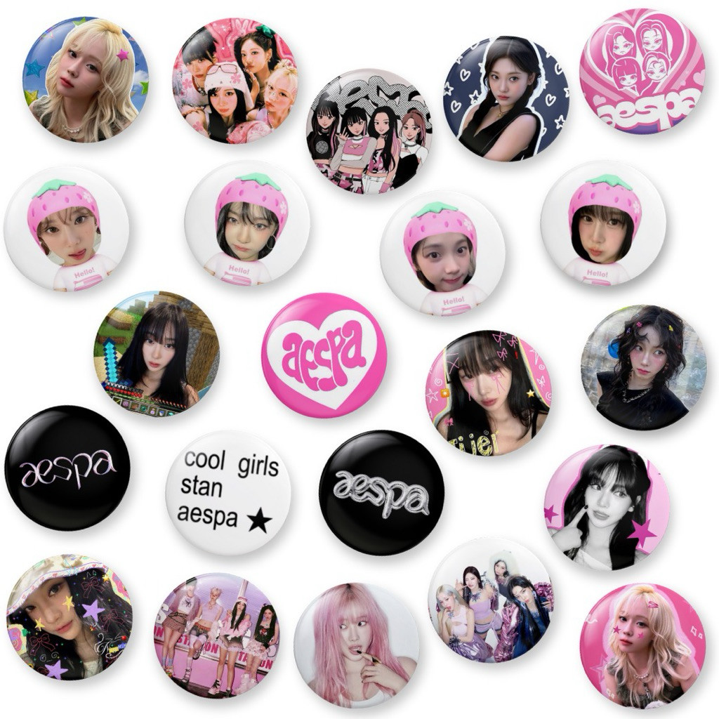 ปุ่มพิน 44 มม. AESPA Aesthetic Y2K | K-Pop Idol เข็มกลัด Deco น่ารัก | Karina Winter Giselle Ningning Collection | เข็มหมุดกระเป๋า