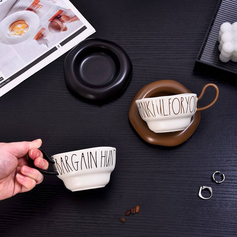 Retro Coffee Set Digital Coffee Shop Cup and Saucer Afternoon Tea Cup and Saucer Coffee Cup Good-loo