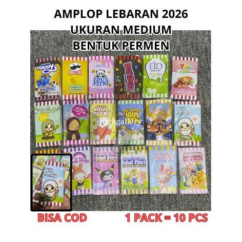 (1 แพ็ค = คอนเทนติส 10 ชิ้น) EID AL-FITR ENVELOPE UK MEDIUM CANDY SHAPE SNACK/CARTOONS/SHABIC THEME