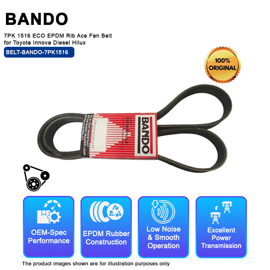 Bando 7PK 1516 / 7PK 1515 ECO EPDM Rib Ace Fan Belt สําหรับ Toyota Innova Diesel Hilux