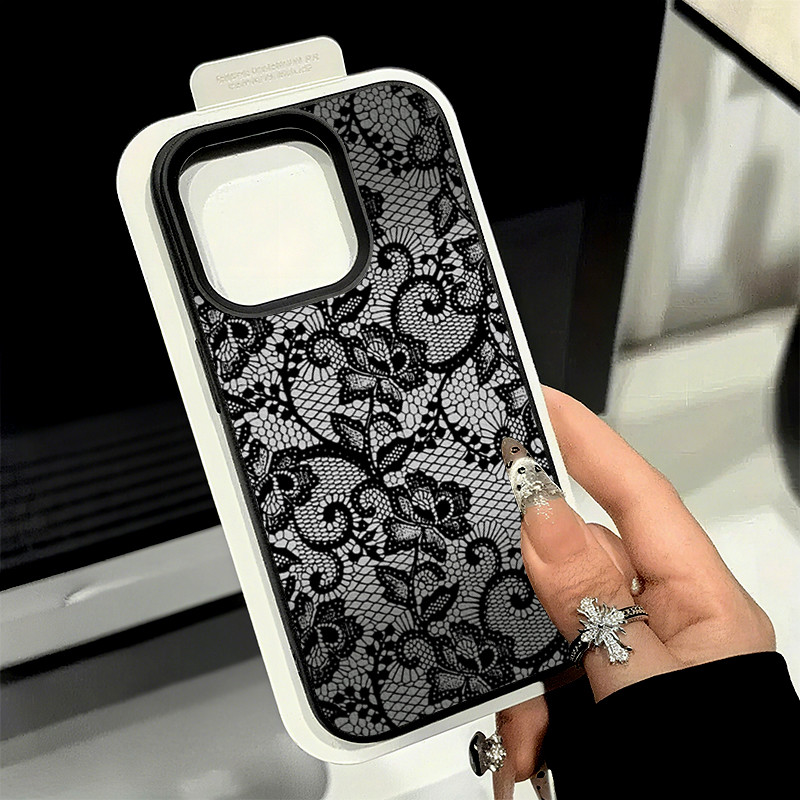 การออกแบบลูกไม้ประณีตหนังกันกระแทกเคสโทรศัพท์สําหรับ IPhone 16 17 15 14 13 12 11 Pro Max Plus 16E XS Max Cover