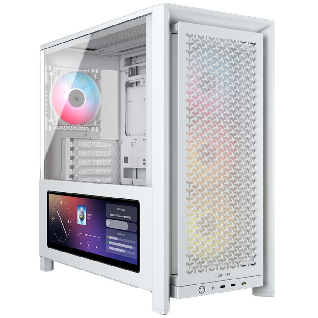 Case Corsair Frame 4000D LCD RS ARGB White With XENEON EDGE 14.5" LCD Touchscreen Premium Mid-Tower 