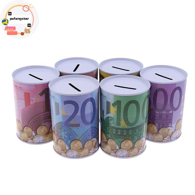 Pufangstar Euro Dollar Money Box ปลอดภัยกระบอก Piggy Bank Bank สําหรับเหรียญกล่องฝากเงิน TH