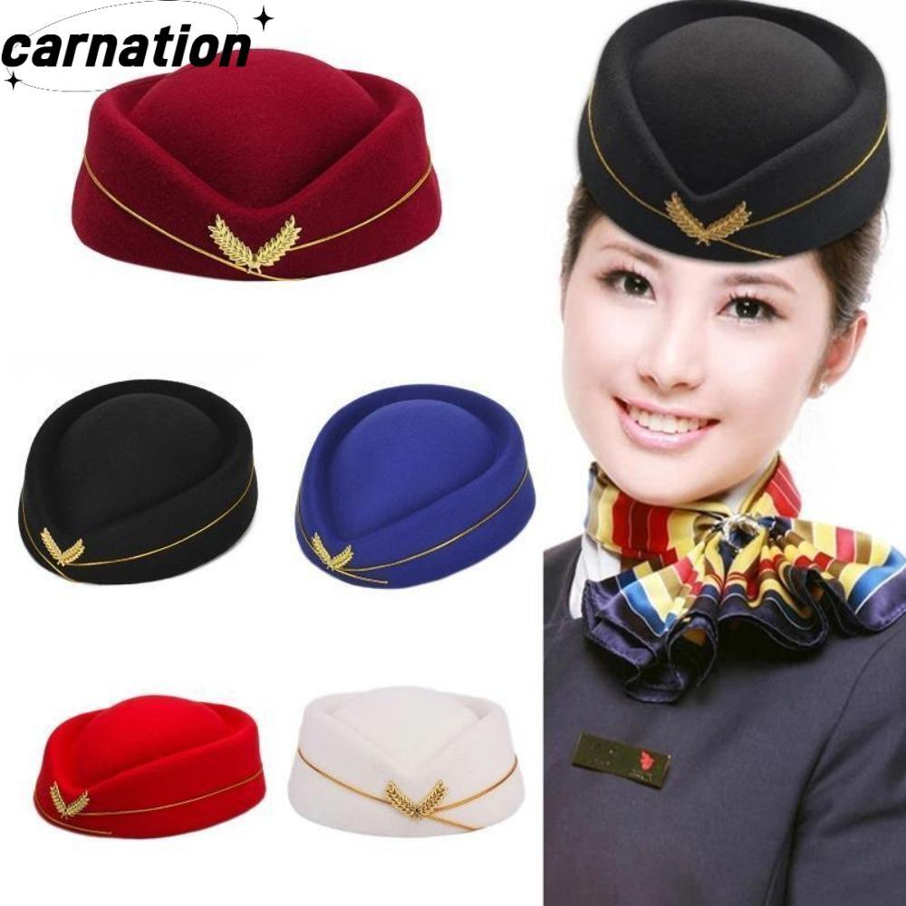 CARNATION Air Hostess หมวกเบเร่ สไตล์สตรี สำหรับการแสดงและเครื่องประดับ