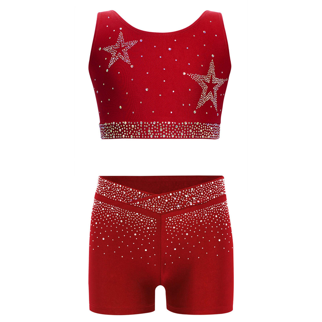 Oyolan Girls Ballet Sports Suit Fashion U Neck Crisscross Back Sports Cropped Vest with V-Front Shor