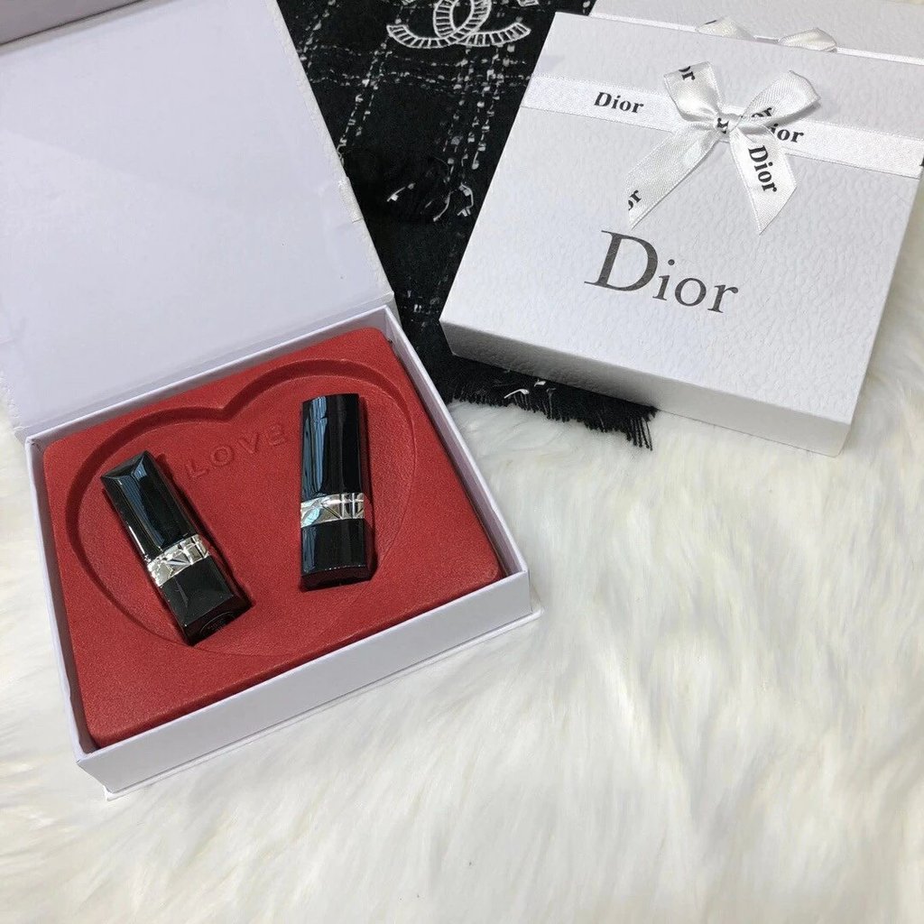 [ข้อเสนอพิเศษสไตล์จัดส่งฟรี] Xiaodijia Ds Blue Gold Lipstick 999+520 Love ชุดสองชิ้นหลอดพลาสติกยิงจร