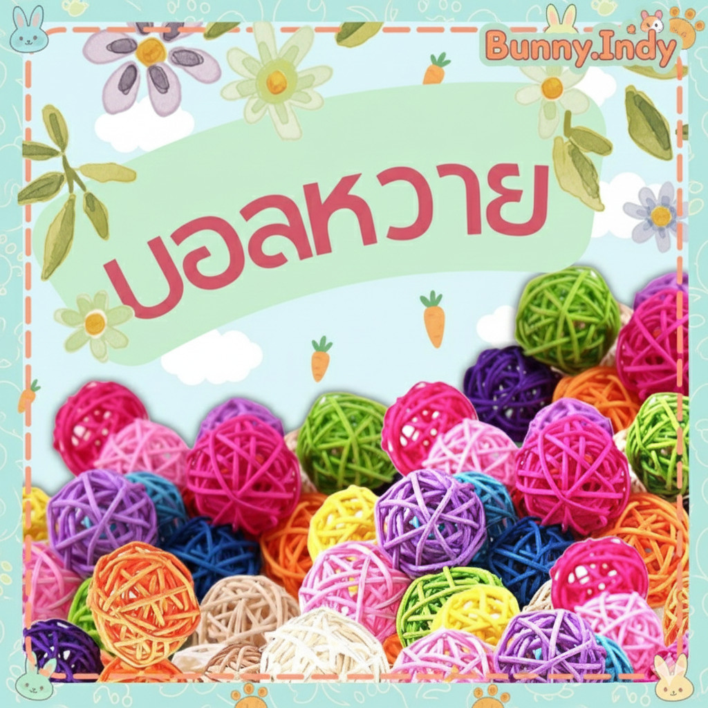 Bunny.indy บอลหวาย ของเล่นแฮมเตอร์ บอลหวายนกแก้ว