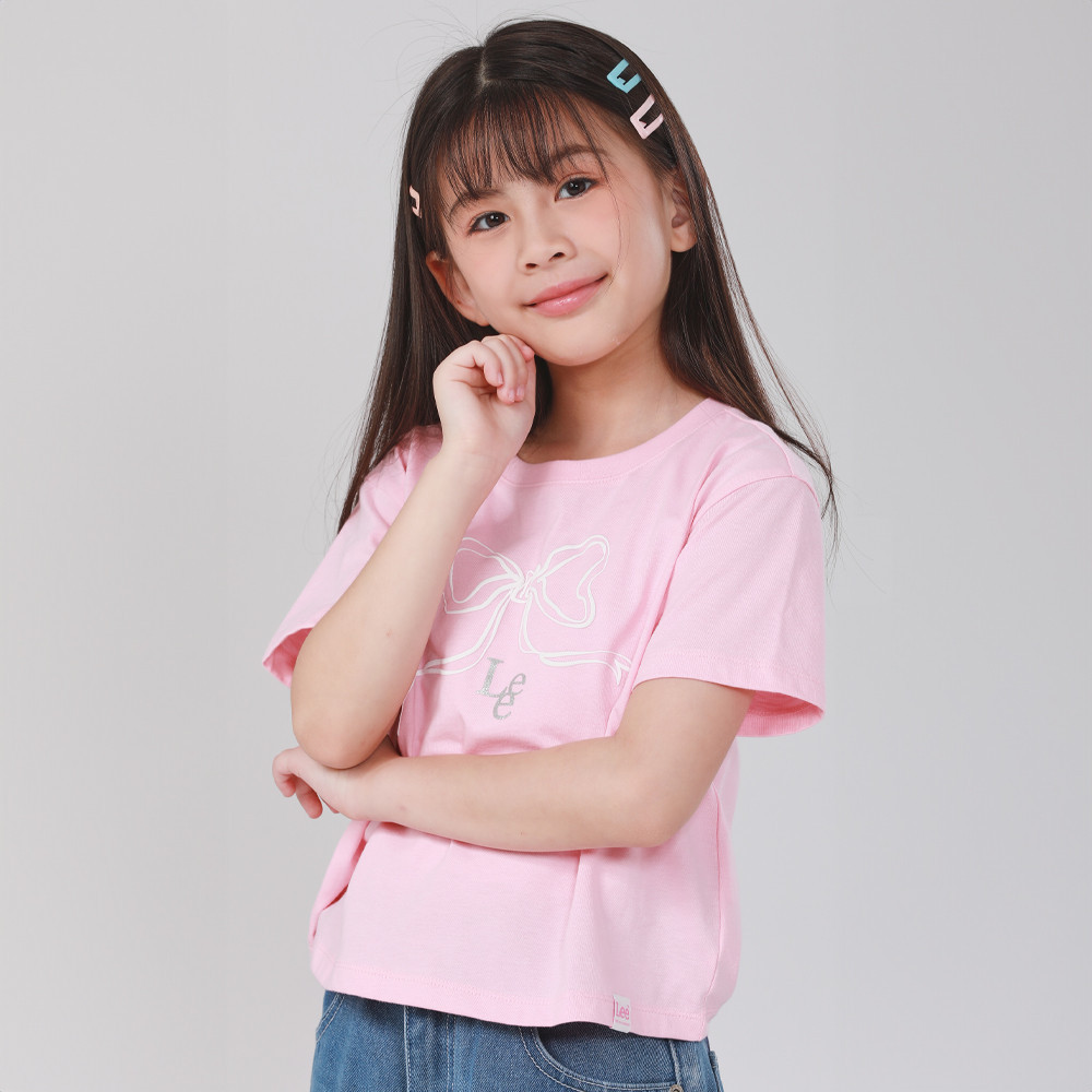 LEE KIDS เสื้อยืดแขนสั้นเด็กผู้หญิง คอลเลคชั่น Little Pink ทรง Crop รุ่น LK S525GTSSN05 สีชมพู - รูปที่ 2