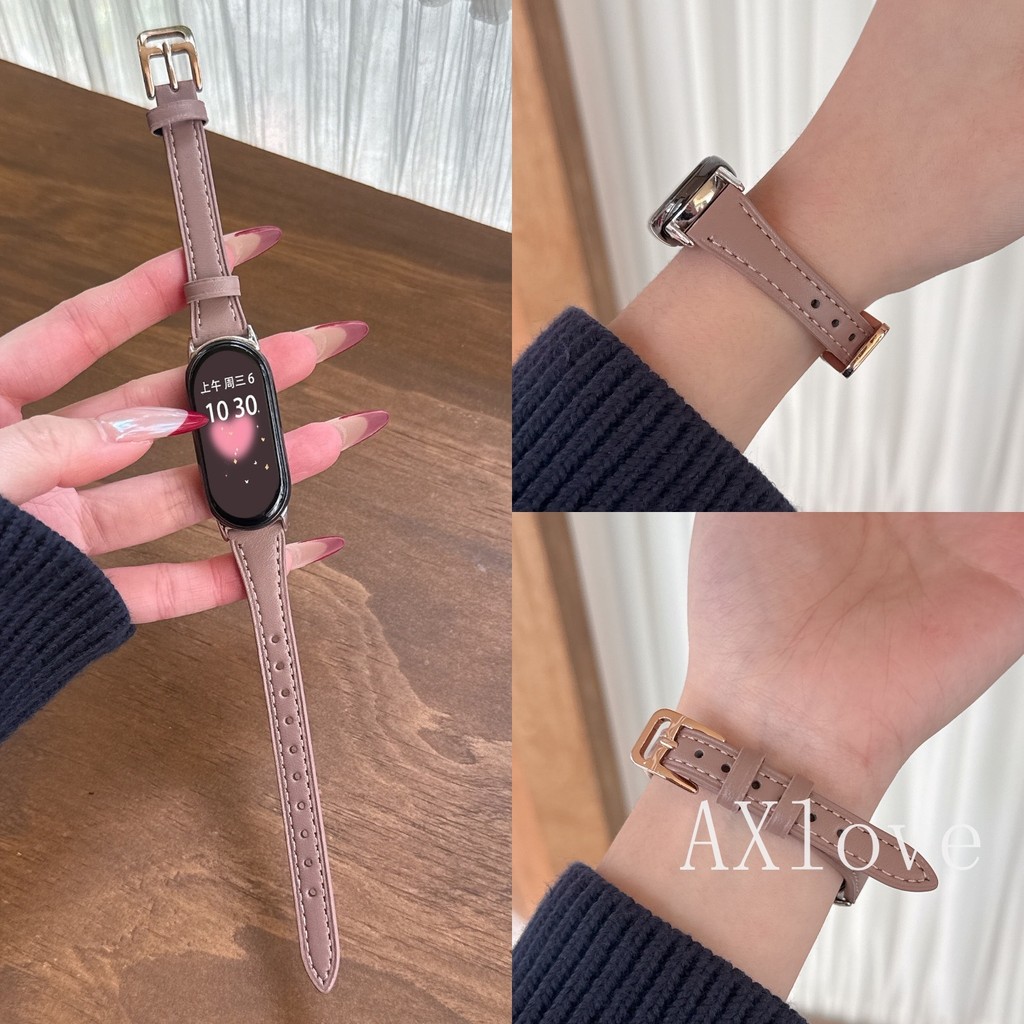 Slim แฟชั่นหนังสําหรับ Xiaomi Miband 10 9 8 7 6 5 4 3 NFC Global Version miband 10pro เปลี่ยนอุปกรณ์เสริม