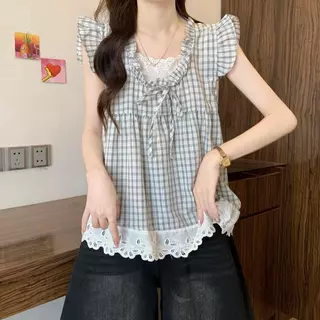 เซ็ตสองชิ้นลายสก็อตเทียมแขนสั้นนี้เหมาะสำหรับสวมใส่ในชีวิตประจำวันและมีให้เลือกหลายขนาด