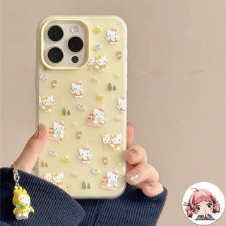เคสสำหรับไอโฟน13 ส่งของเร็ว แมวเคธี สติ๊กเกอร์ เคสครอบสองชั้นสีสัน For IPhone17 16 11 12 13PROMAX 15 14 PLUS 6/7/8 XR XS