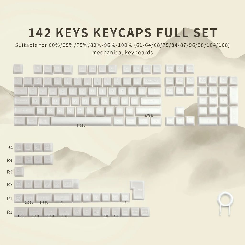 X XVX < White Jade > SA Height Semi-Translucent Personal Keycap Customized DIY142-Key Small Full Set