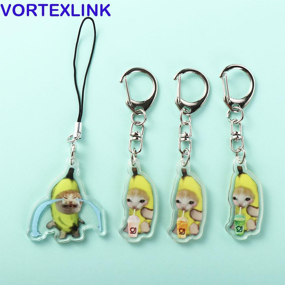 VORTEXLINK Happy Banana Cat พวงกุญแจ, Banana Cat กระเป๋าเป้สะพายหลัง Charm Banana Cat ห่วงโซ่โทรศัพท