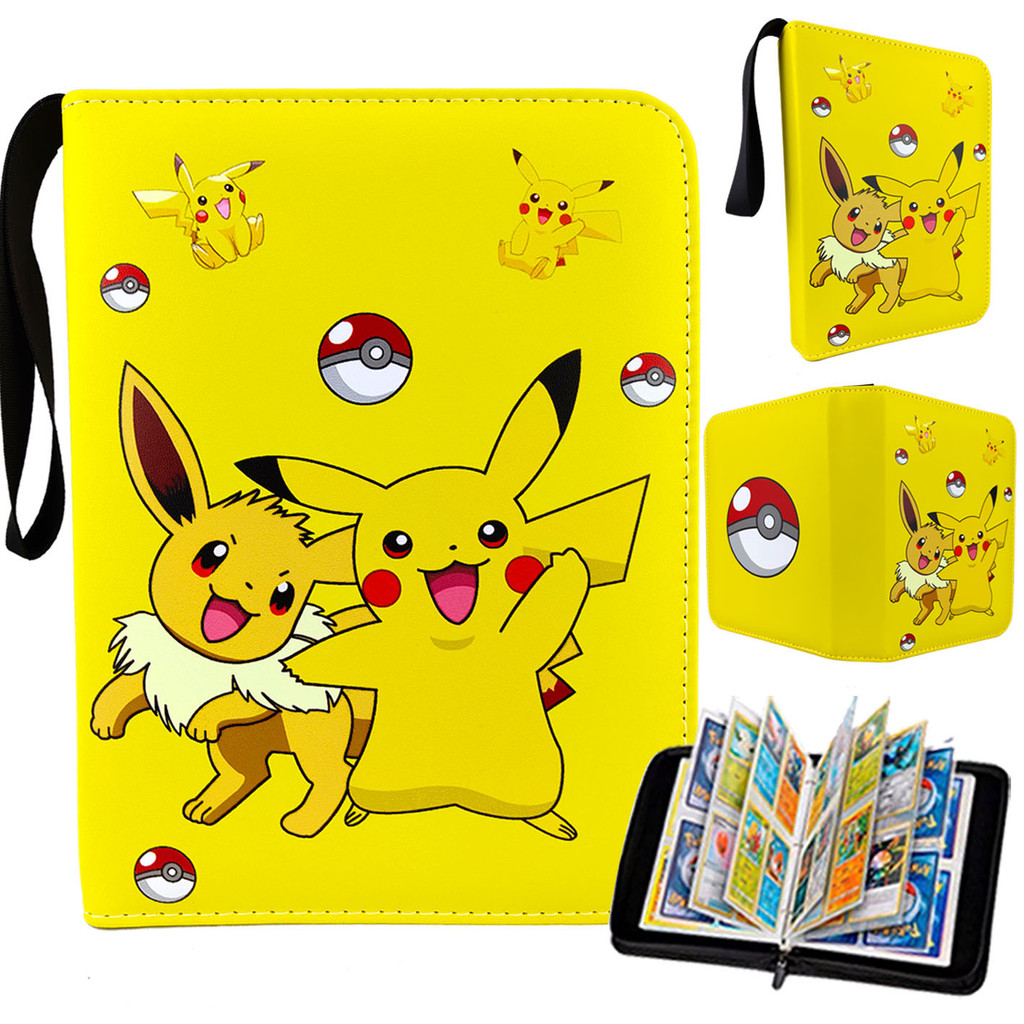 Pokémon Card Book Collection Book หนังพร้อมซิปกระเป๋าเก็บการ์ดขนาดใหญ่ความจุ 4 Palace 9 Palace Card 