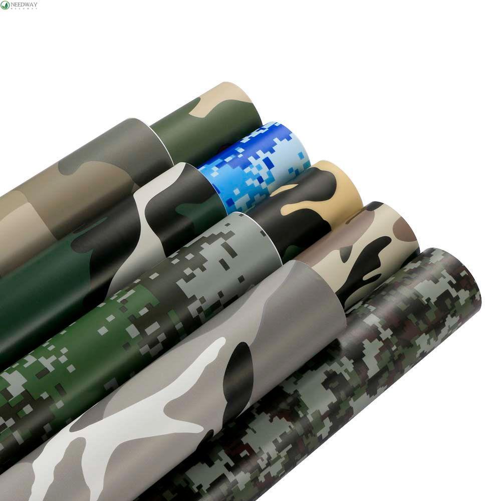 NEEDWAY สติกเกอร์รถสีเขียว Camo ไวนิล PVC รถจักรยานยนต์ Digital Wrap ฟิล์ม