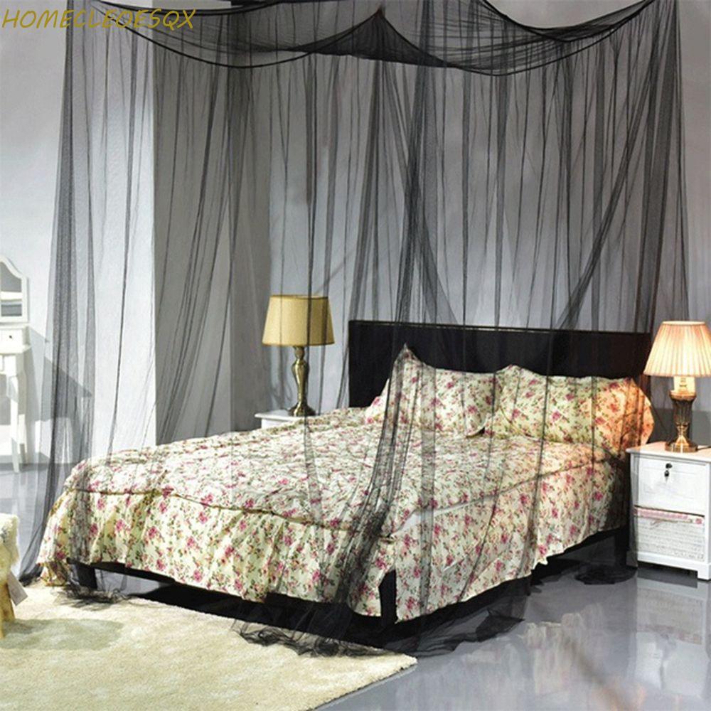 HOMECLEEOESQX Bed Canopy สีดํา Elegant 4 มุม Post King Size Canopy Home Decor