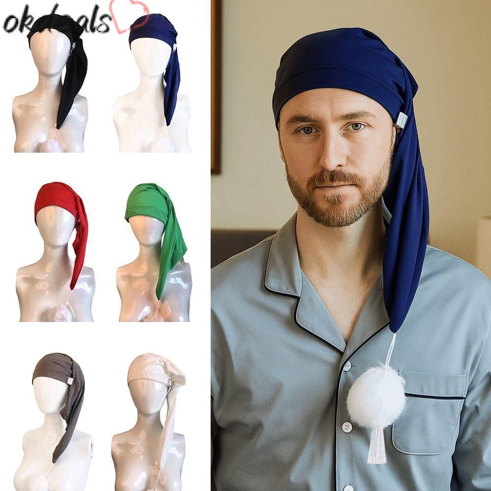 OKDEALS ชุดนอนชุดนอน,พร้อม Pom Ball Elastic Night Sleeping Caps, ของขวัญวันเกิดปรับ Stocking Santa ห