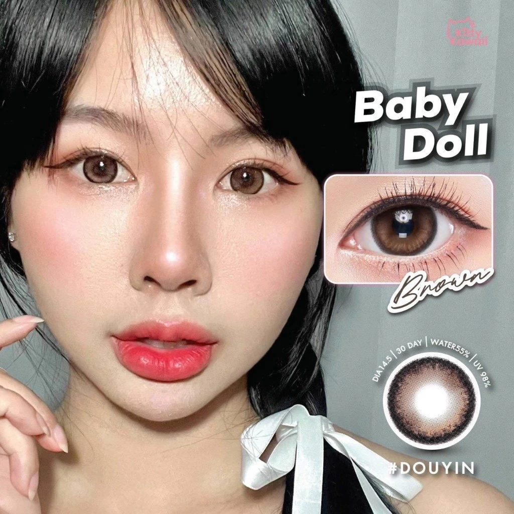 คอนแทคเลนส์[บิ๊กอาย] Baby Doll Brown / Gray (Kitty Kawaii) ☁️ มี อย.ไทย