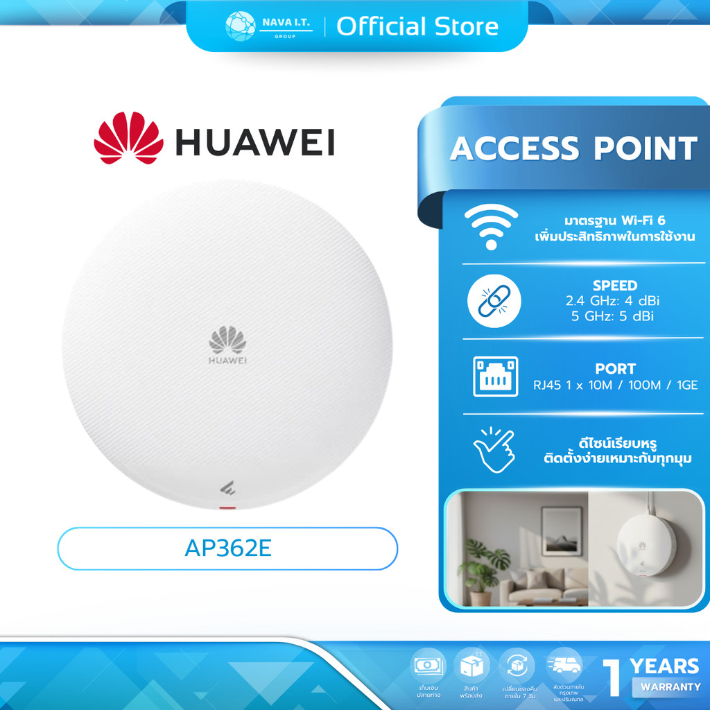 (มีส่งด่วน) Huawei ekit AP362E Wireless Access Point มาตรฐาน Wifi-6 Cloud Ceiling Indoor