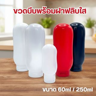 ขวดบีบพร้อมฝาฟลิบใสขนาด 60ml และ 250ml by innotrend