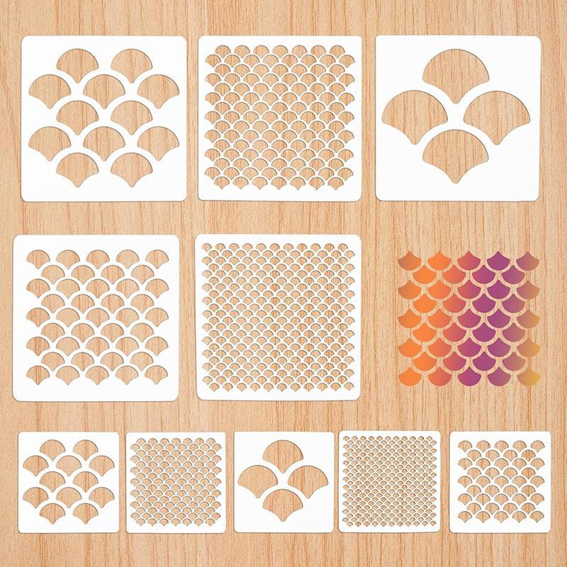 KILIG ปลา Scale Stencils ภาพวาด Stencils สําหรับภาพวาดแต่งหน้า Stencil นํากลับมาใช้ใหม่ Face Paint S