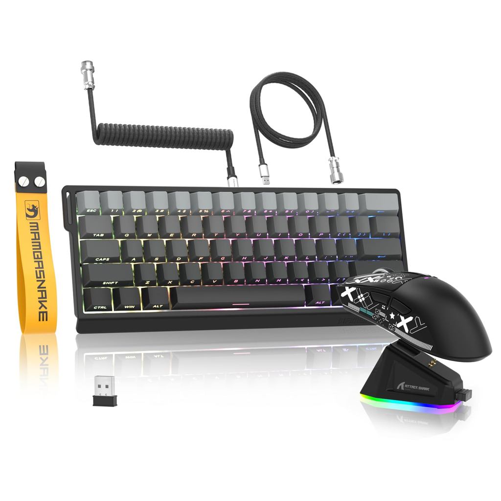 MAMBASNAKE×ATTACK SHARK【X60HE&X11】4-in-1 eSports Gaming Set - Rapid Trigger Keyboard and Mouse Set, 