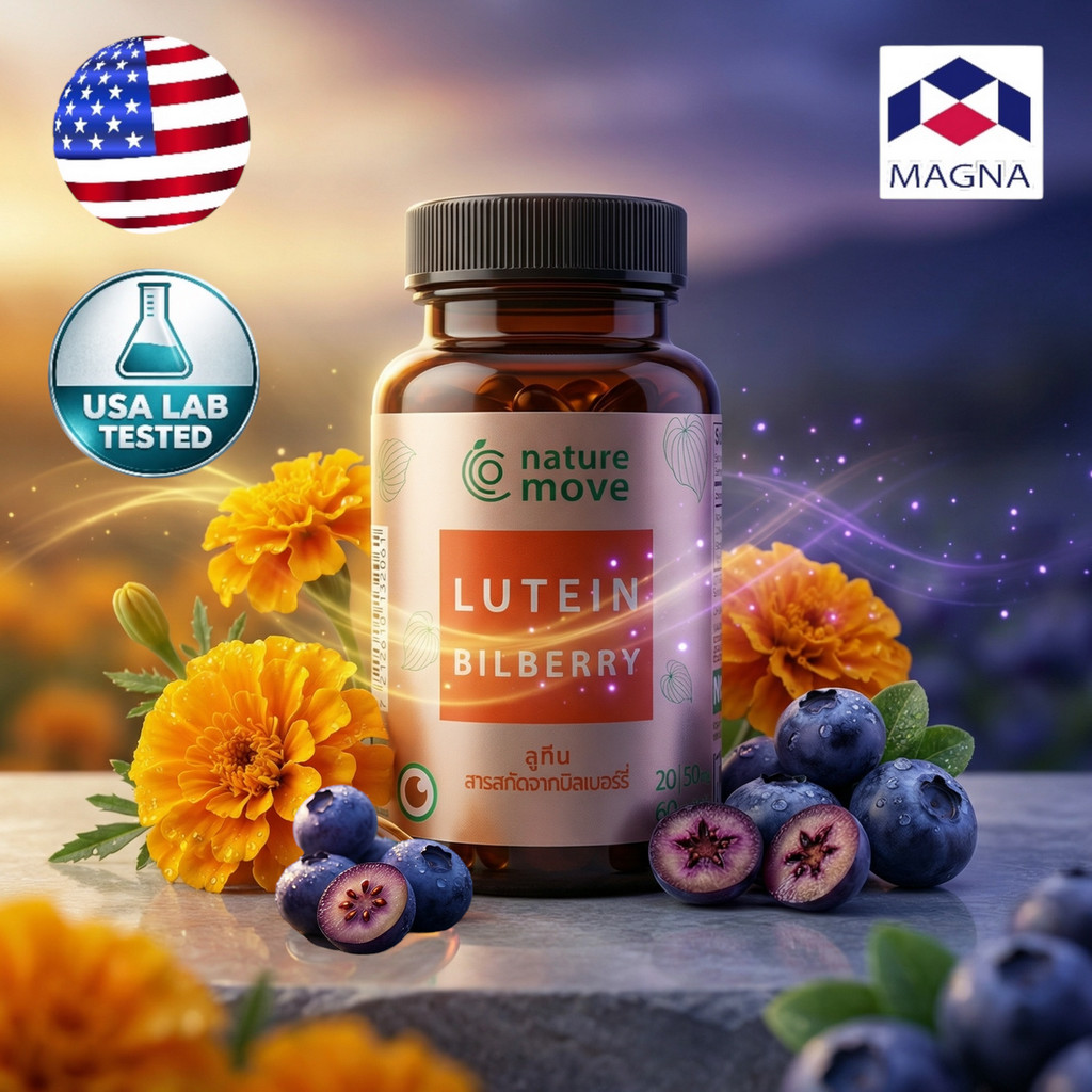เนเจอร์มูฟ ลูทีน + บิลเบอร์รี่สกัด x 60 เม็ด 20 | 50 mg NATURE MOVE Lutein + Bilberry /กินร่วมกับ แอสต้าแซนทีน บิลเบอ...