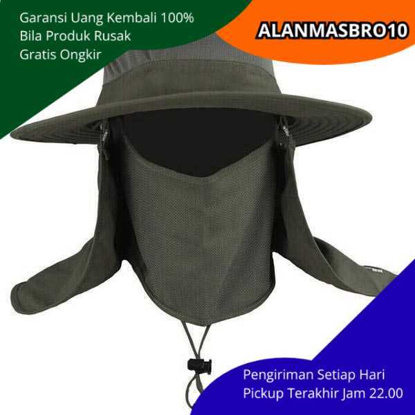 กลางแจ้ง Anti-Heat Jungle หมวกกว้าง Visor หน้ากากและคอ Protector หนาวัสดุไนลอนทนทานโมเดิร์นสบายสําหร