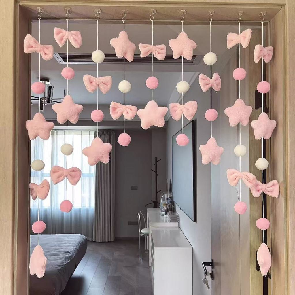 baoluan#Pink planet door curtain, no-drill wall decoration, cute girly decor, high aesthetic value, 