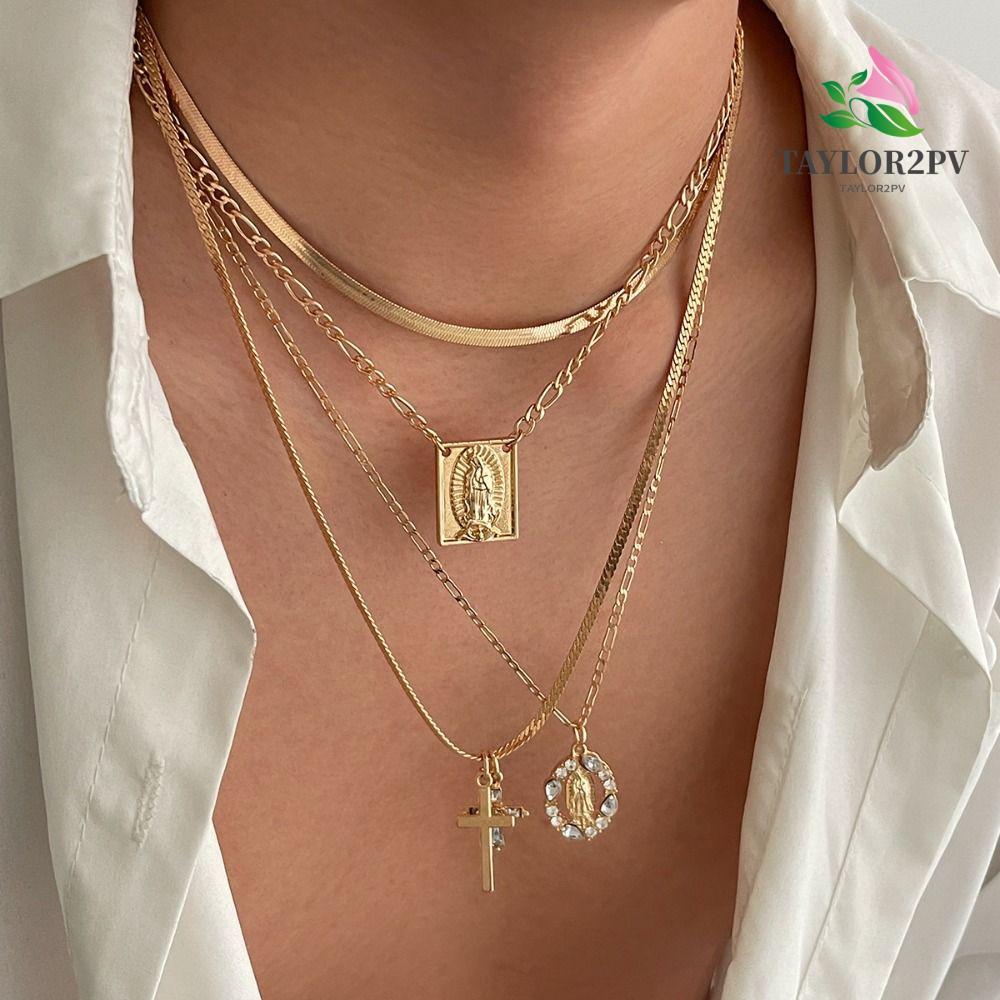 TAYLOR2PV สร้อยคอลูกปัด,ปรับคริสตัลหลายจี้สร้อยคอ,ที่ไม่ซ้ํากันคอเครื่องประดับChoker Punk Y2Kสร้อยคอ