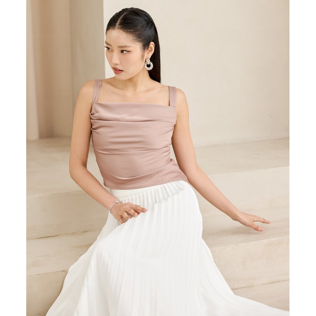 เสื้อ Athena Ruched อสมมาตร - สีชมพู Ice Dusk
