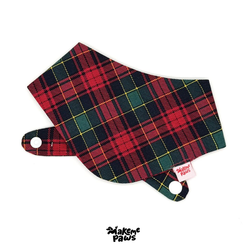 Red Tartan bandana ลายสก็อต ผ้าพันคอสัตว์เลี้ยง สุนัข หมา แมว