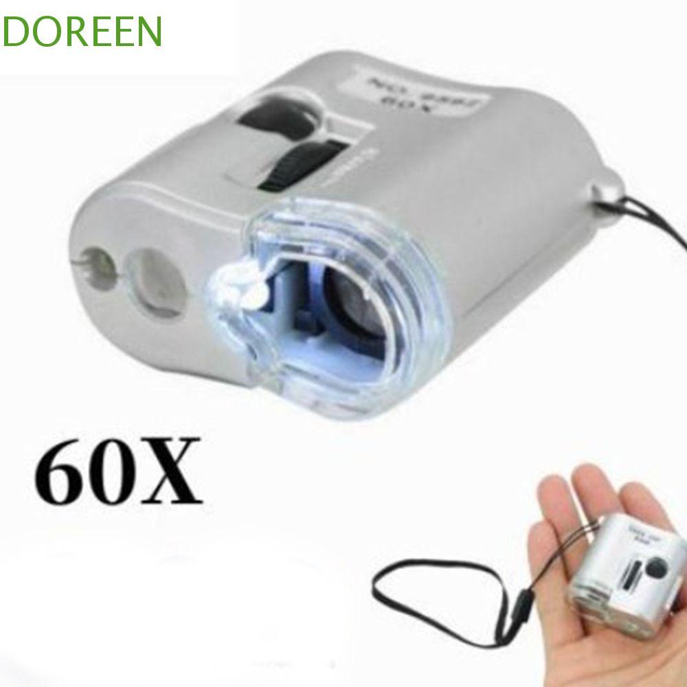 กล้องจุลทรรศน์พกพา DOREEN, แว่นขยาย 60X แว่นขยายแบบใช้มือถือ, แบตเตอรี่มือถือขนาดเล็กขับเคลื่อน Loupe Jeweler