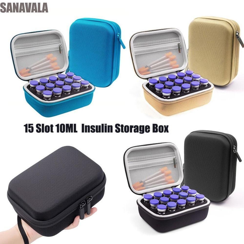 SANAVALA Insulin Vials Case,ขนาดใหญ่ความจุ 15 ช่องอินซูลินกล่องเก็บ,Vials Storage 10ML Vialsกันน้ําท
