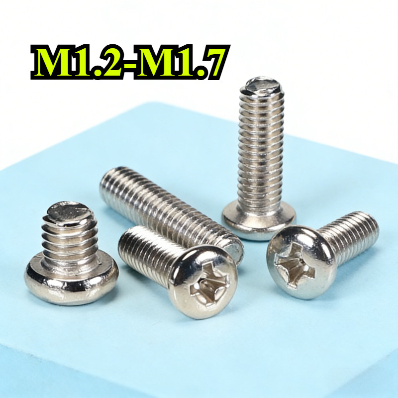 【ZQ-R1】สกรู น็อต JP น็อต สกรู หัวกลม หัวแพน แฉก P+ชุบนิกเกิล เกลียวมิล หยาบ  M1.2/M1.4/M1.6/M1.7