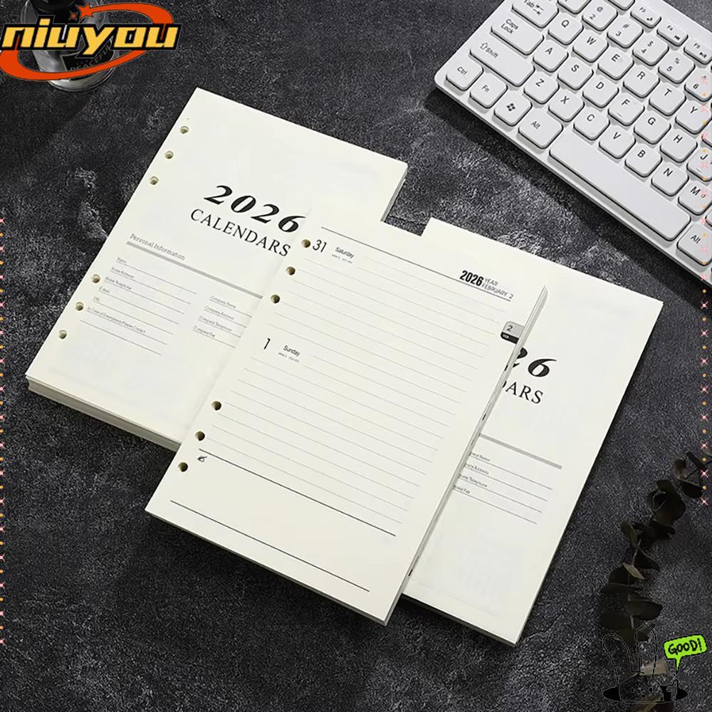 NIUYOU Binder หน้าด้านใน, Daily Planner Perforated Sheets A5 Notebook, Refill Page Loose Leaf 365 Da