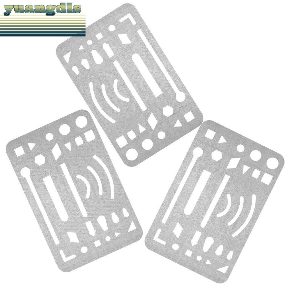 YUANG 3 ชิ้น Erasing Shield, Craft Stencils 27 หลุมวาดร่าง, ทนทาน Letter Shield Geometric Circle Era