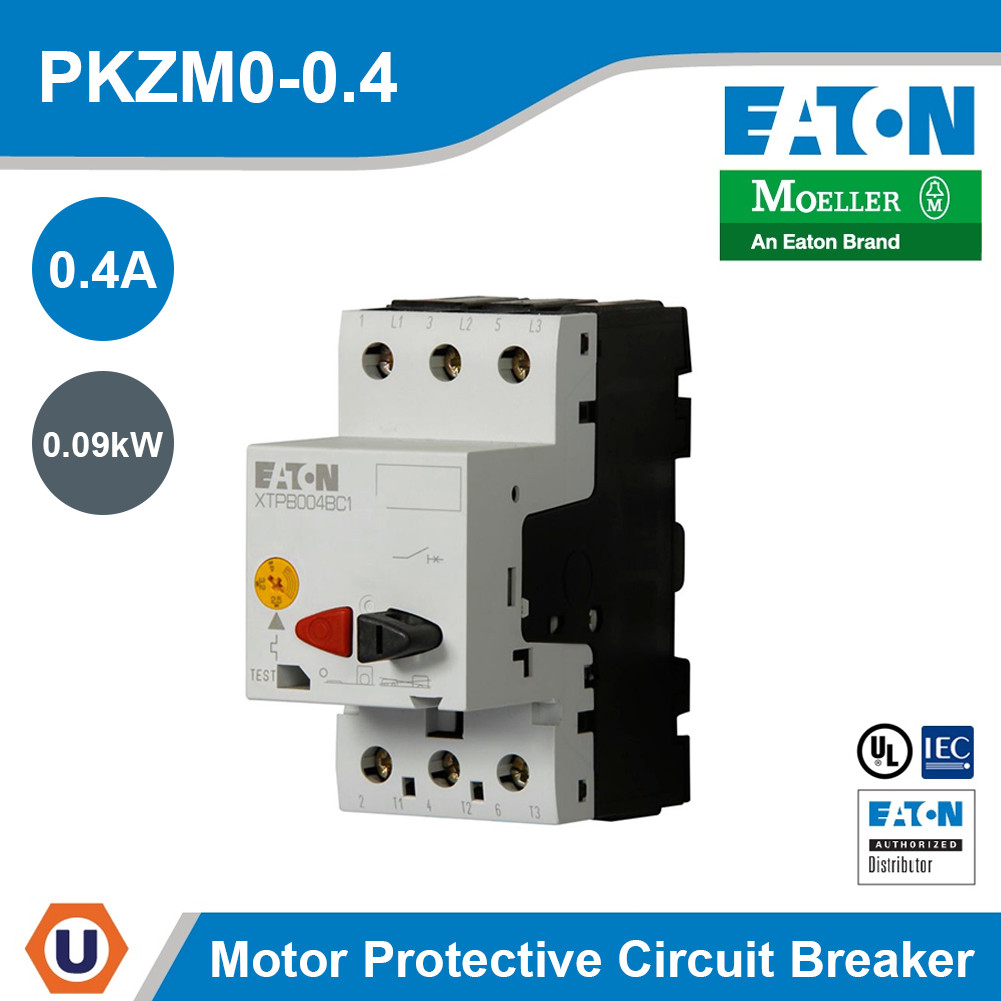 EATON Thermal Magnetic Motor Protective เบรกเกอร์ป้องกันมอเตอร์แบบลูกบิด 0.25 - 0.4A | PKZM0-0.4