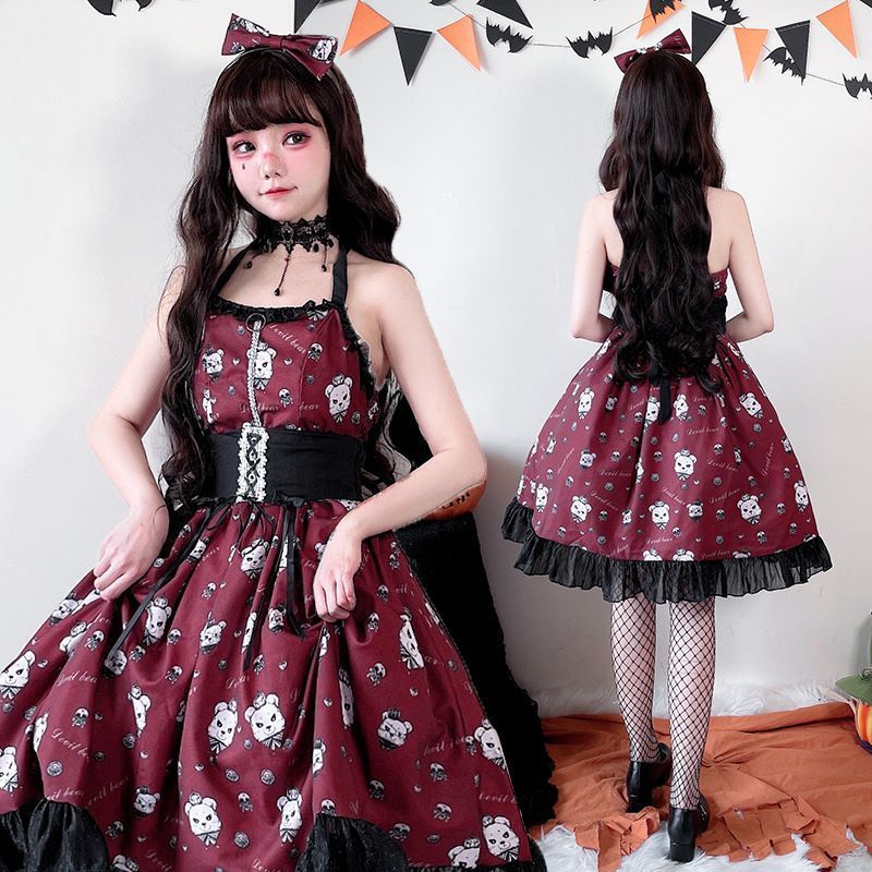 Lolita Dark Gothic Demon lolita Dress lolita Suspender Dress Dress