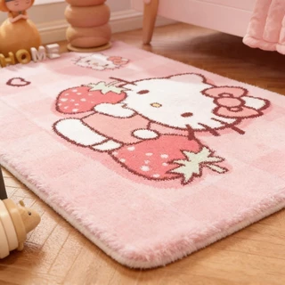 พรมข้างเตียงลายแมวน่ารัก ขนนุ่มฟู หนานุ่ม กันลื่น ทนทาน สบายเท้า Hello Kitty