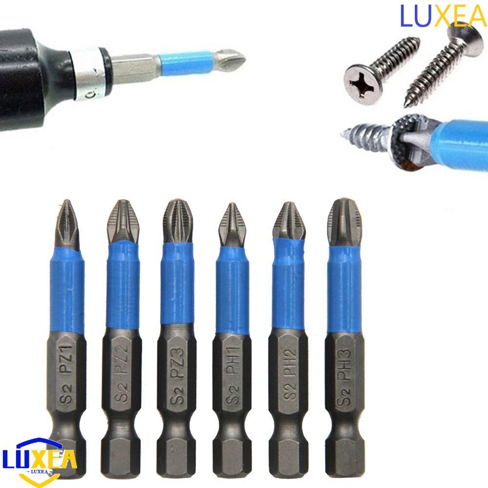 LUXEA 6 ชิ้น Cross Head Bit, Anti Slip Magnetic Phillips ไขควง Bits, PH1 PH2 PH3 PZ1 PZ2 PZ3 หัวเดีย